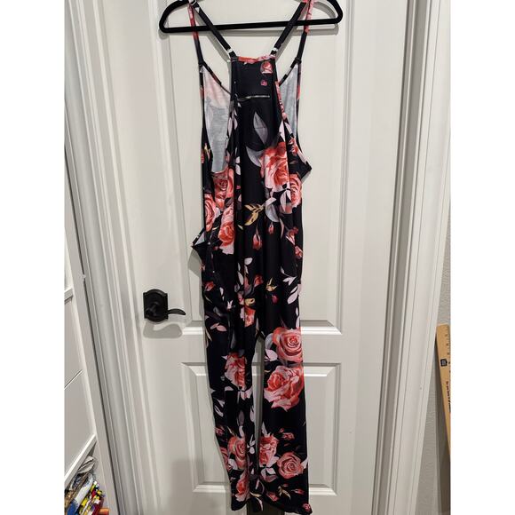 MSRP $49 NEW Oufeiya Black Floral Jumper w/pockets Size M ~ SAME DAY SHIP - Picture 5 of 7